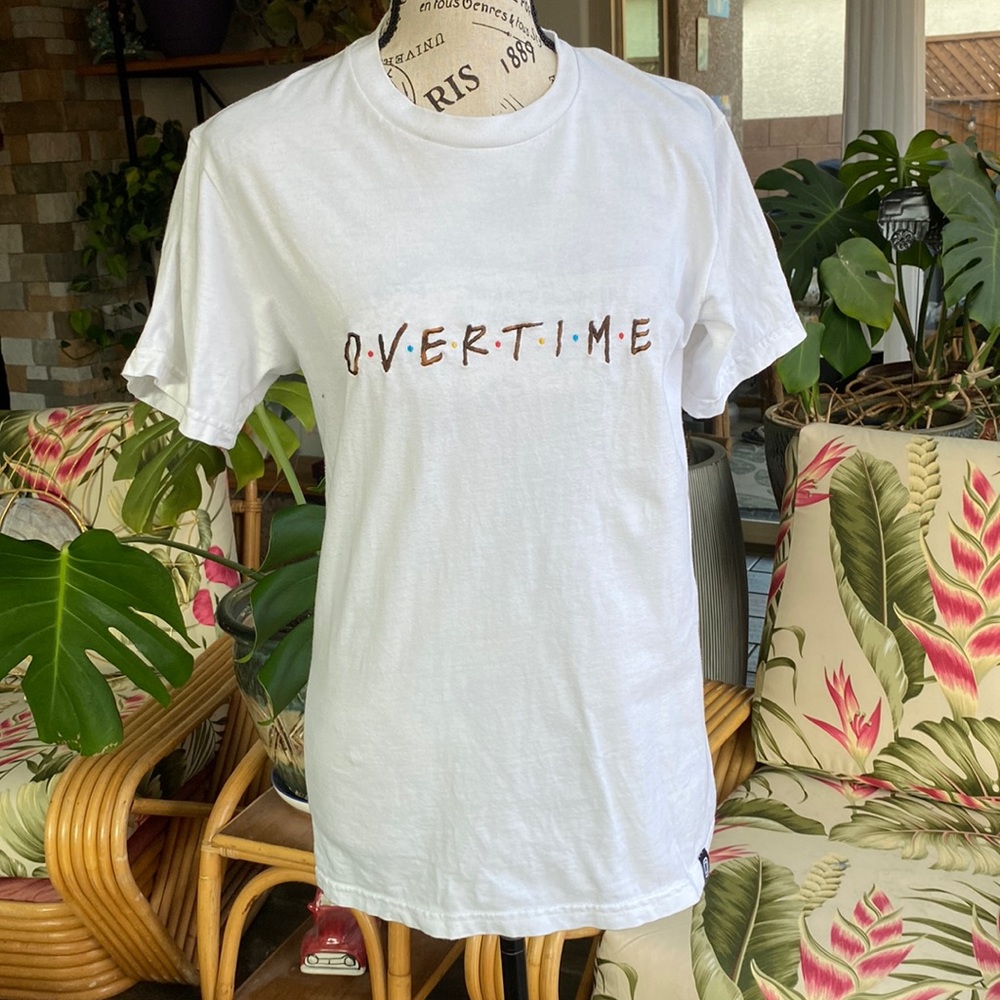 OVERTIME EMBROIDERED MENS TSHIRT SMALL